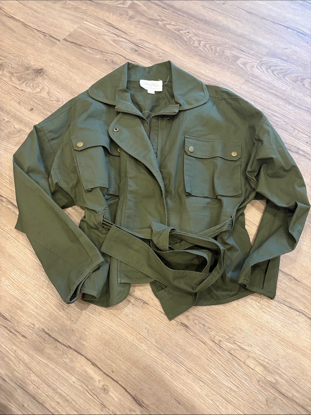 Anthropologie Olive Utility Belted Jacket